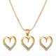 Love Necklace Earrings Set Simple Metal Zircon Peach Heart Sweater Chain