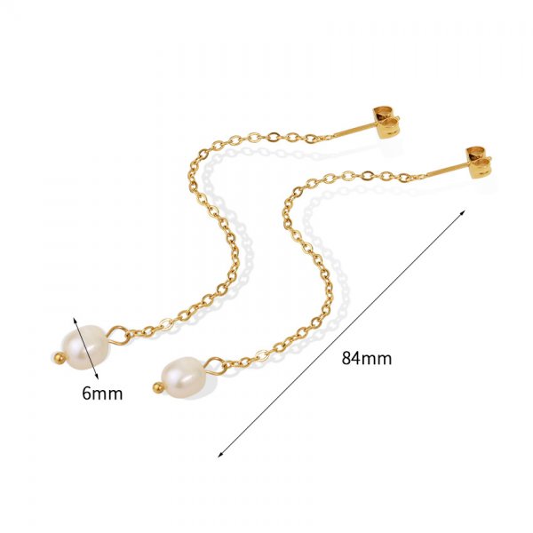 Light Luxury High Quality Advanced Classic Natural Baroque Pearl Chain Earrings