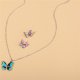 Alloy Gradient Butterfly Necklace And Earrings Set